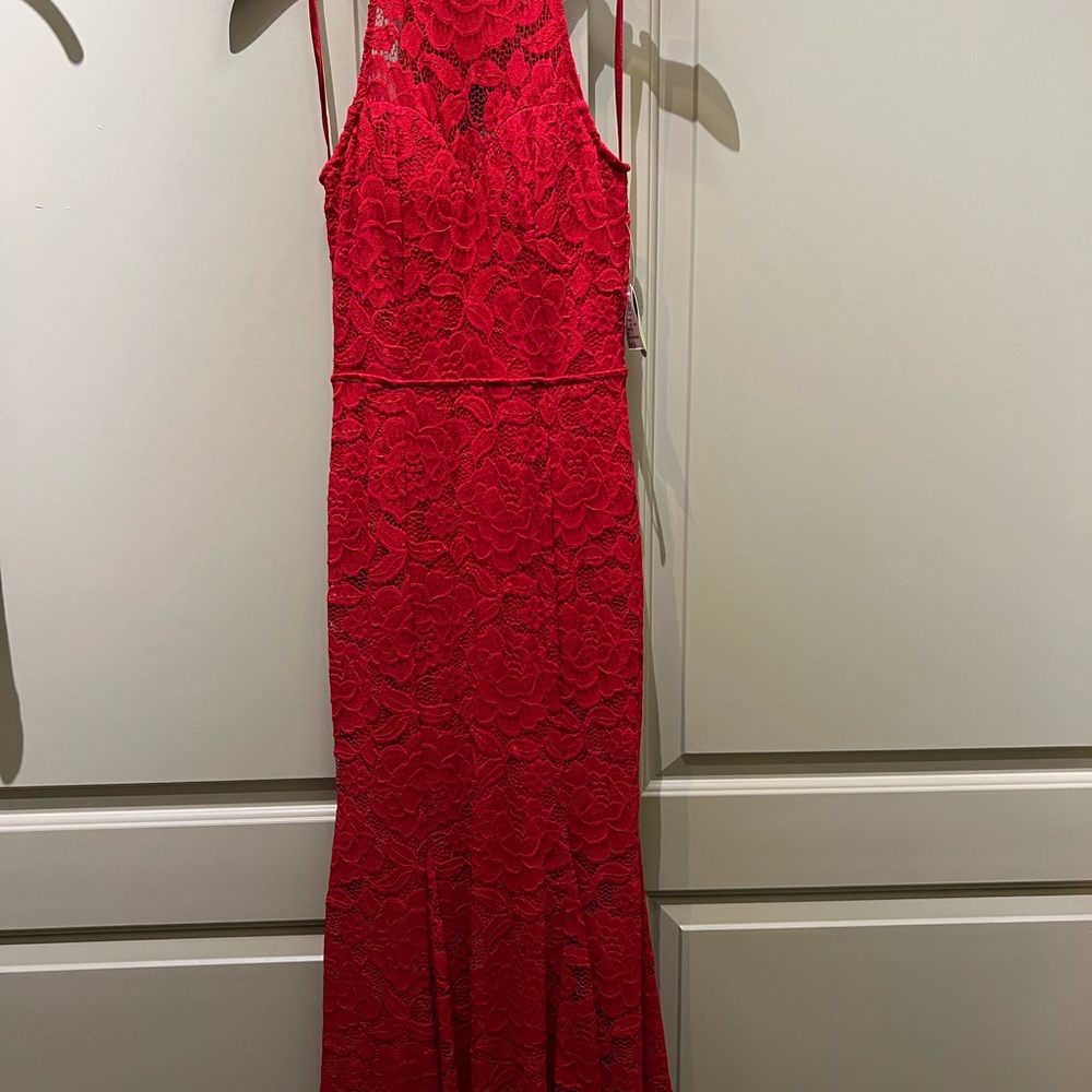 Red crocheted dress